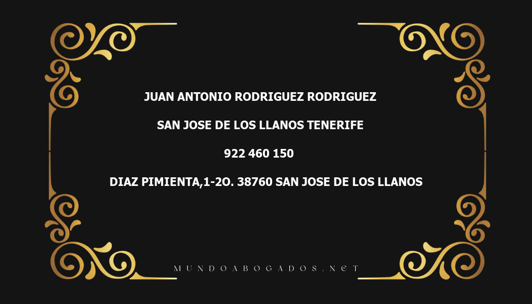 abogado Juan Antonio Rodriguez Rodriguez en la localidad de San Jose de Los Llanos