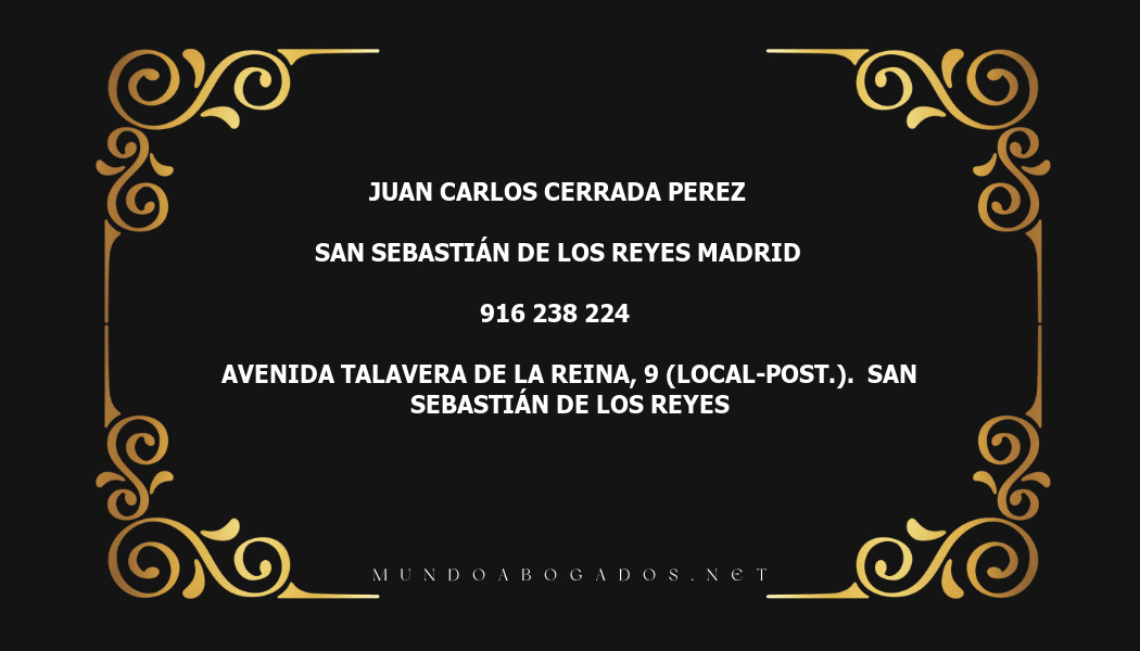 abogado Juan Carlos Cerrada Perez en la localidad de San Sebastián de los Reyes