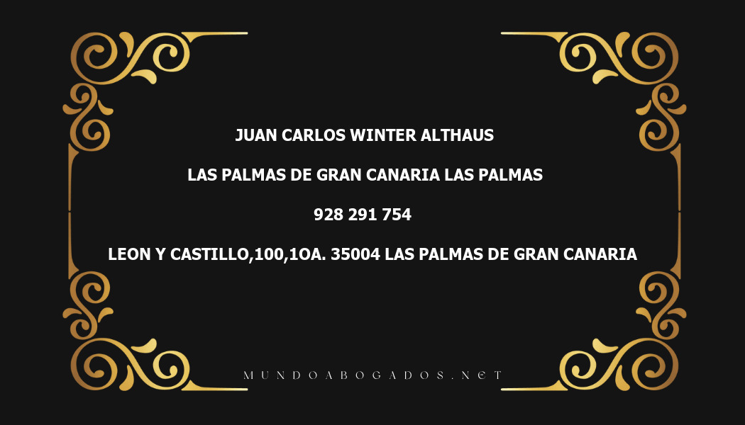 abogado Juan Carlos Winter Althaus en la localidad de Las Palmas de Gran Canaria