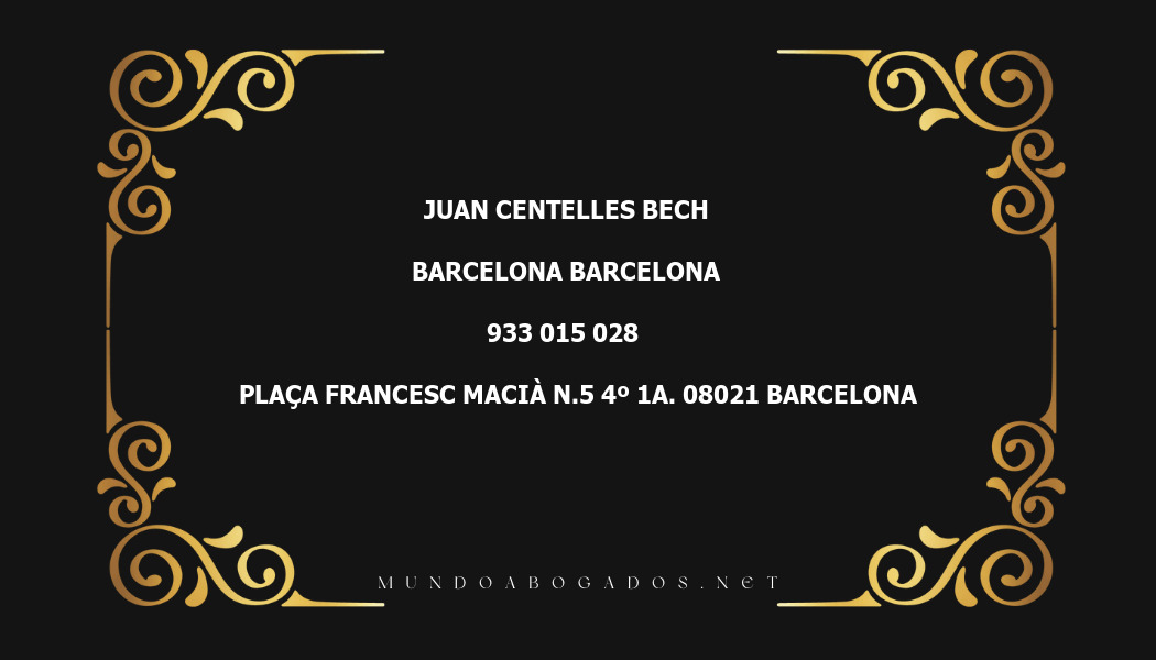 abogado Juan Centelles Bech en la localidad de Barcelona