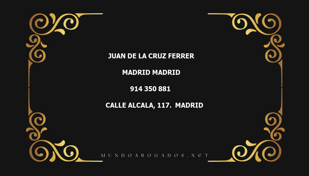 abogado Juan De La Cruz Ferrer en la localidad de Madrid