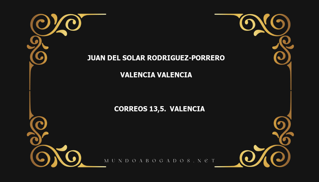 abogado Juan Del Solar Rodriguez-Porrero en la localidad de Valencia