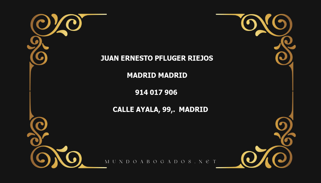 abogado Juan Ernesto Pfluger Riejos en la localidad de Madrid