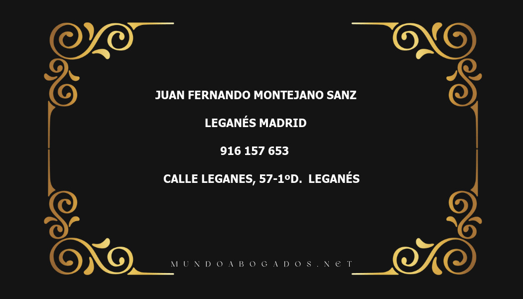 abogado Juan Fernando Montejano Sanz en la localidad de Leganés