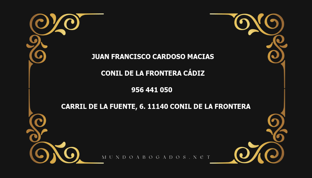 abogado Juan Francisco Cardoso Macias en la localidad de Conil de la Frontera