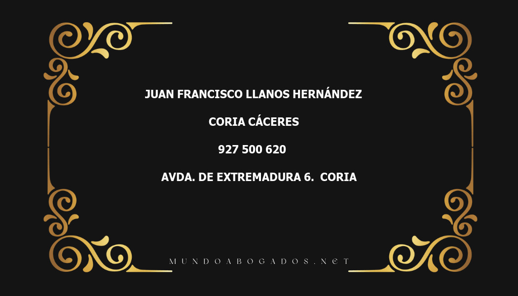 abogado Juan Francisco Llanos Hernández en la localidad de Coria