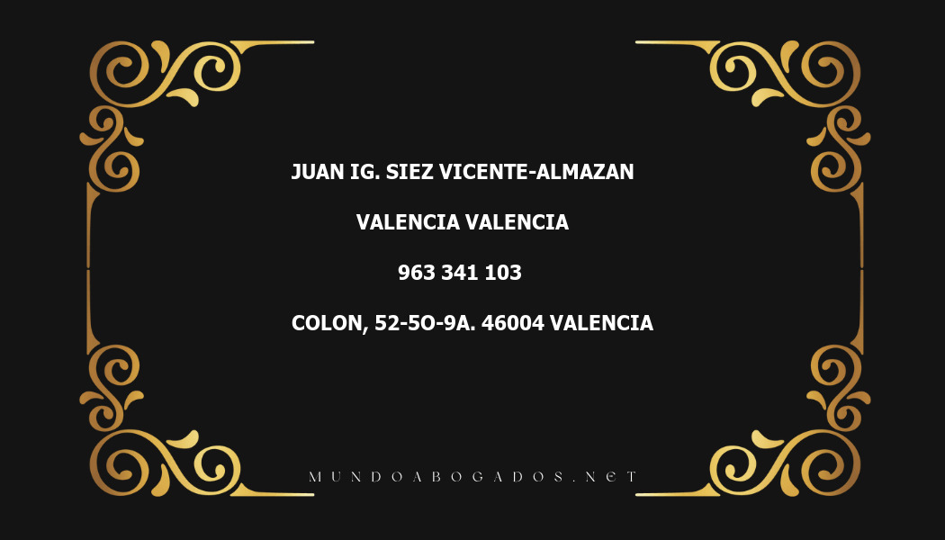 abogado Juan Ig. Siez Vicente-Almazan en la localidad de Valencia