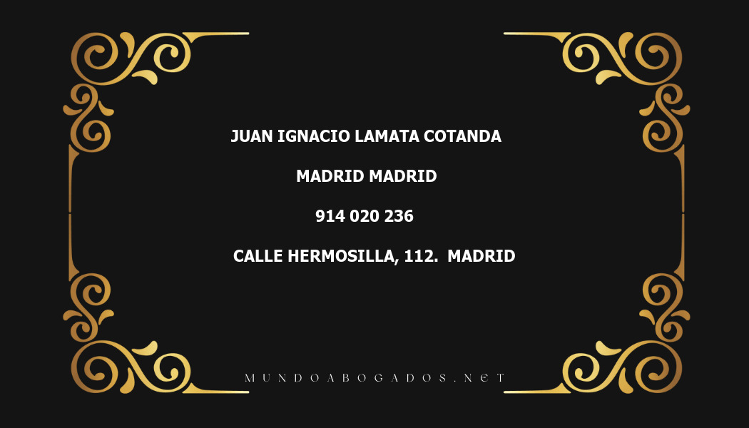 abogado Juan Ignacio Lamata Cotanda en la localidad de Madrid