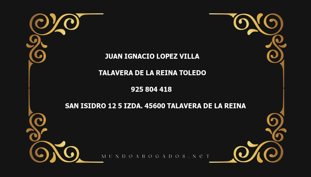 abogado Juan Ignacio Lopez Villa en la localidad de Talavera de la Reina