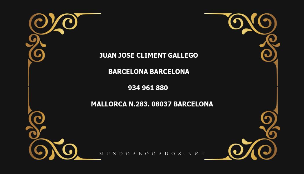 abogado Juan Jose Climent Gallego en la localidad de Barcelona