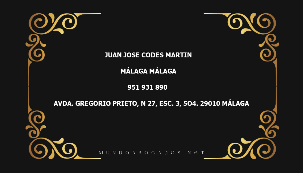 abogado Juan Jose Codes Martin en la localidad de Málaga