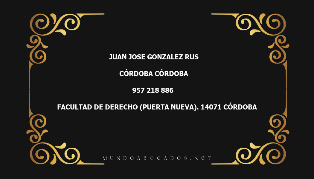 abogado Juan Jose Gonzalez Rus en la localidad de Córdoba