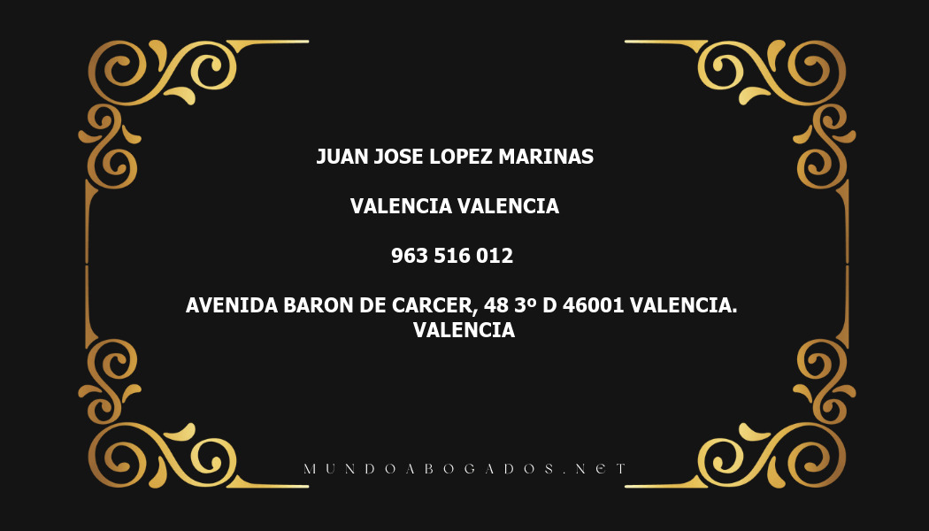 abogado Juan Jose Lopez Marinas en la localidad de Valencia