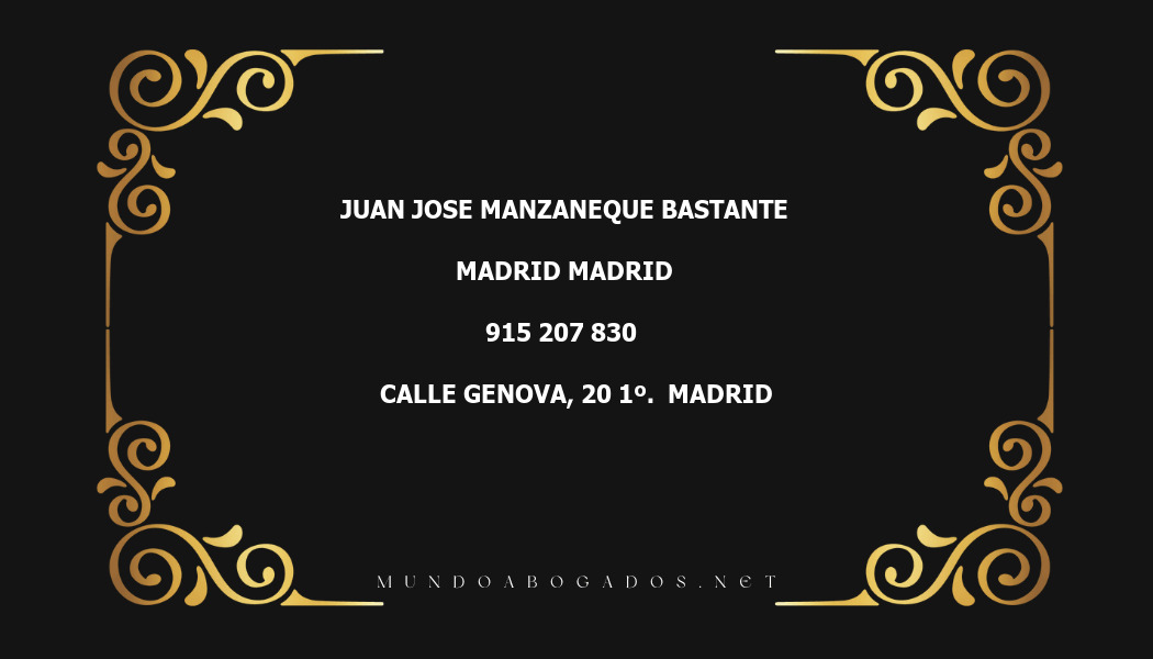 abogado Juan Jose Manzaneque Bastante en la localidad de Madrid