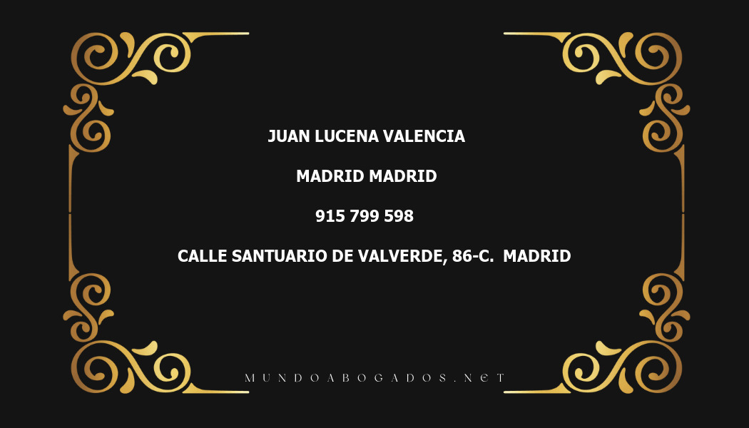 abogado Juan Lucena Valencia en la localidad de Madrid