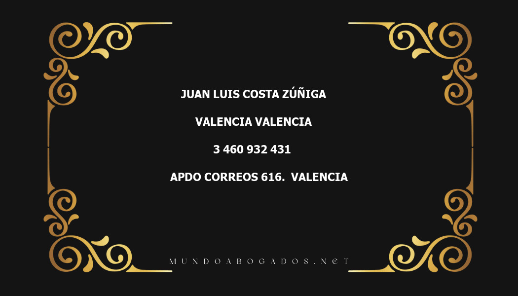 abogado Juan Luis Costa Zúñiga en la localidad de Valencia