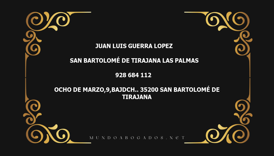 abogado Juan Luis Guerra Lopez en la localidad de San Bartolomé de Tirajana