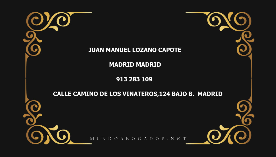 abogado Juan Manuel Lozano Capote en la localidad de Madrid