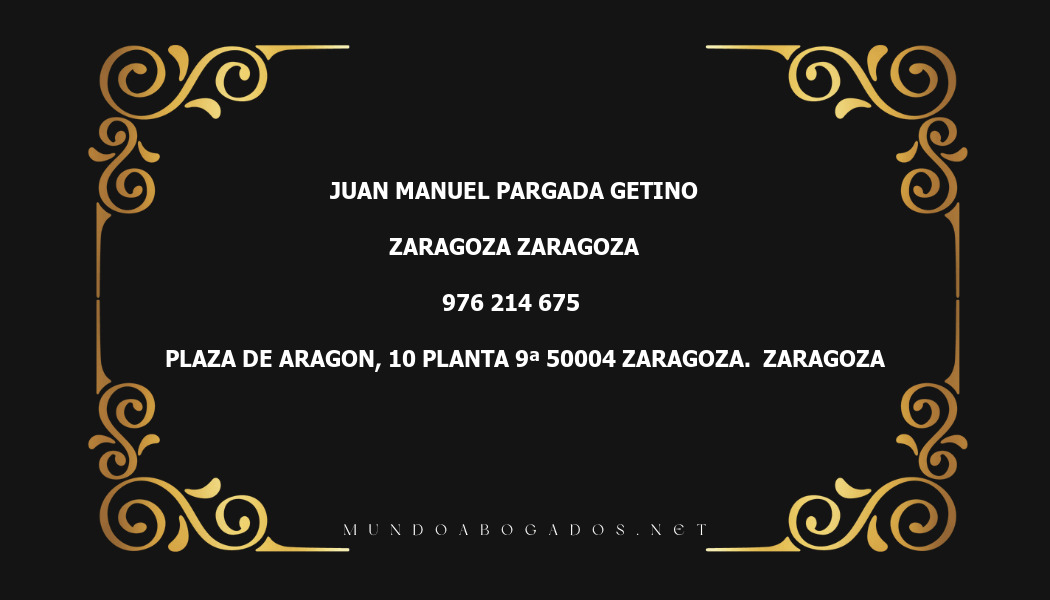 abogado Juan Manuel Pargada Getino en la localidad de Zaragoza