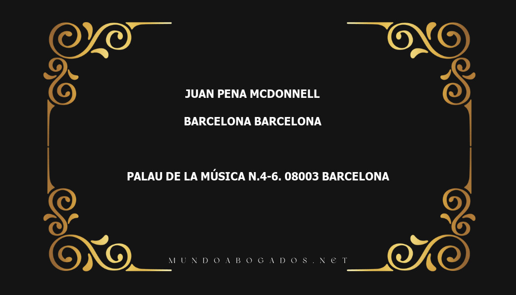 abogado Juan Pena Mcdonnell en la localidad de Barcelona