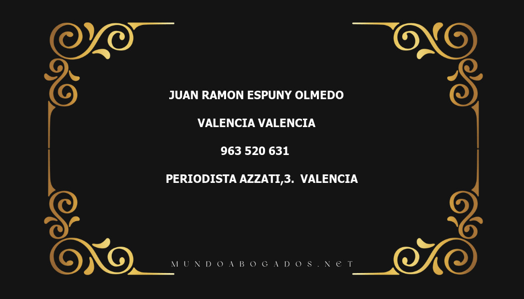 abogado Juan Ramon Espuny Olmedo en la localidad de Valencia