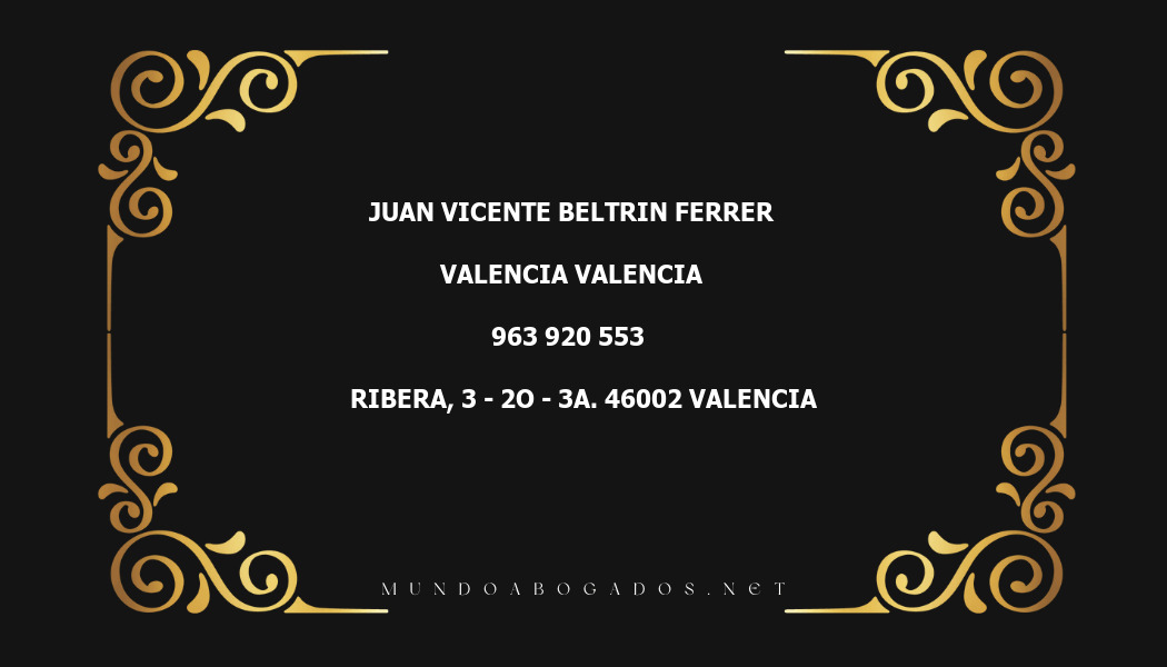 abogado Juan Vicente Beltrin Ferrer en la localidad de Valencia