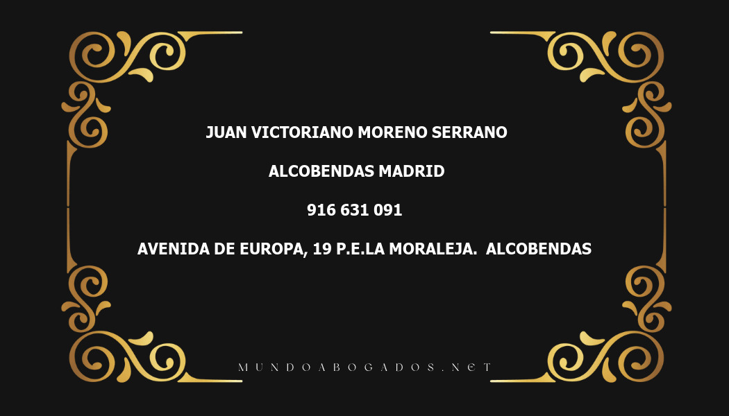 abogado Juan Victoriano Moreno Serrano en la localidad de Alcobendas