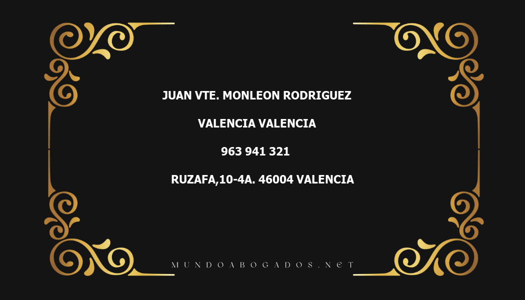 abogado Juan Vte. Monleon Rodriguez en la localidad de Valencia