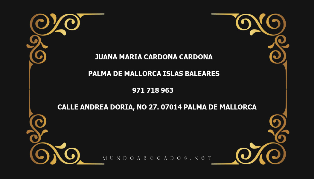 abogado Juana Maria Cardona Cardona en la localidad de Palma de Mallorca