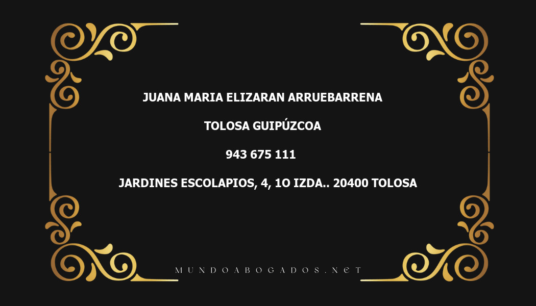 abogado Juana Maria Elizaran Arruebarrena en la localidad de Tolosa