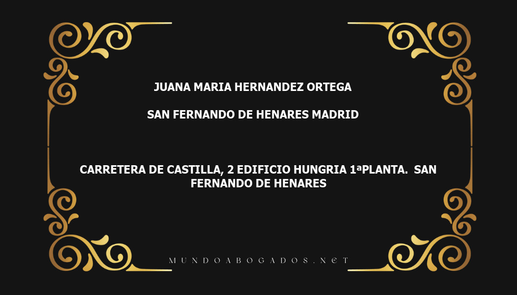 abogado Juana Maria Hernandez Ortega en la localidad de San Fernando de Henares