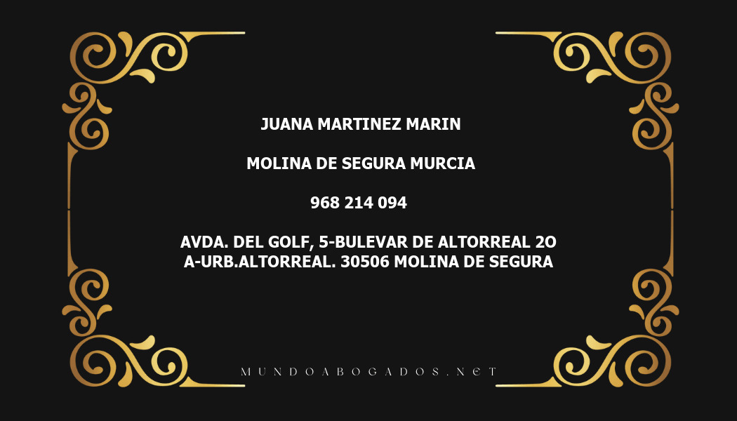 abogado Juana Martinez Marin en la localidad de Molina de Segura