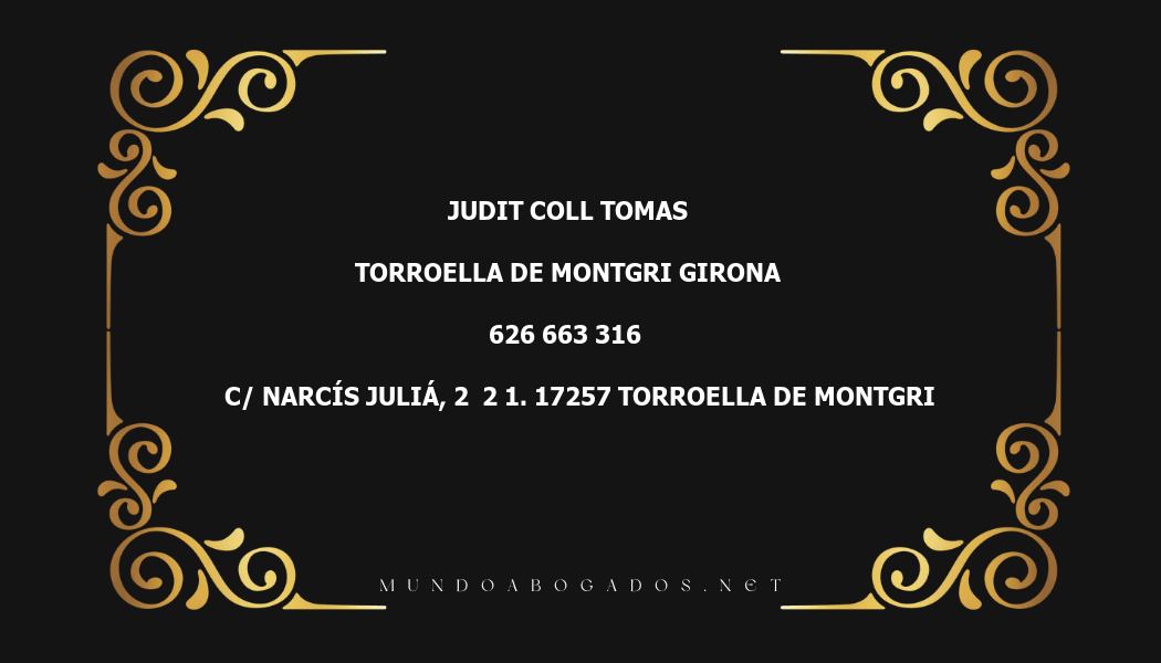 abogado Judit Coll Tomas en la localidad de Torroella de Montgri