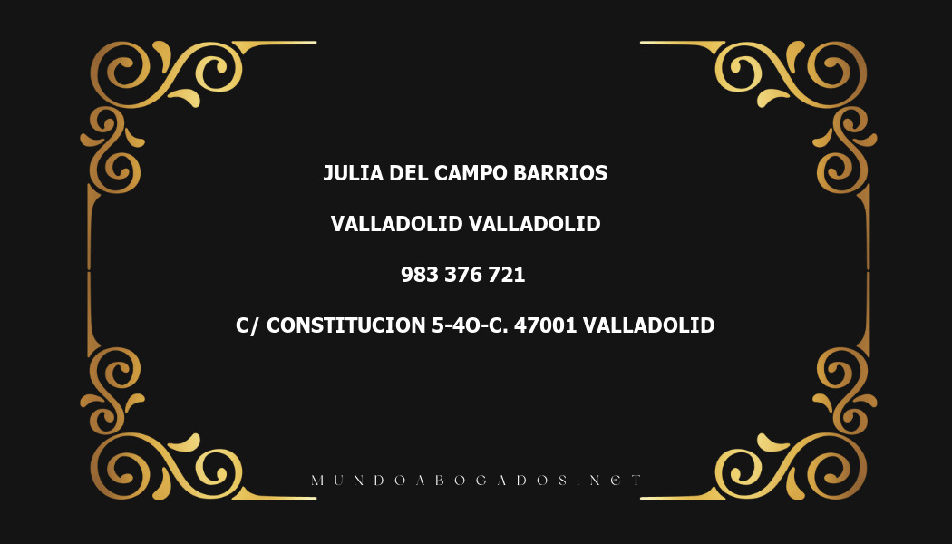 abogado Julia Del Campo Barrios en la localidad de Valladolid