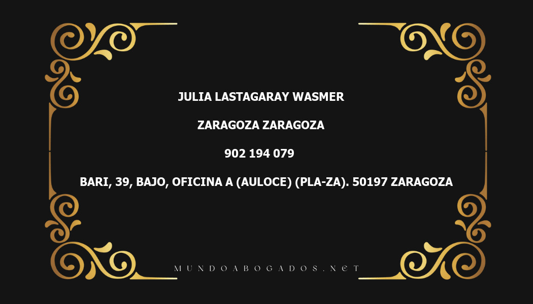 abogado Julia Lastagaray Wasmer en la localidad de Zaragoza