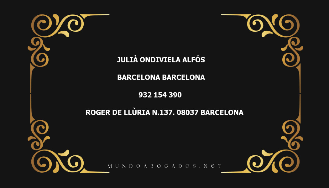 abogado Julià Ondiviela Alfós en la localidad de Barcelona