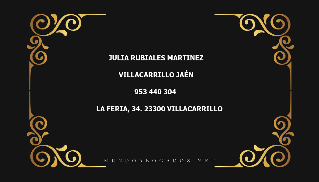 abogado Julia Rubiales Martinez en la localidad de Villacarrillo