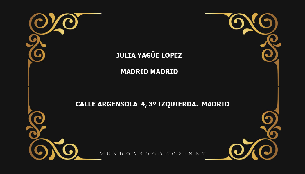 abogado Julia Yagüe Lopez en la localidad de Madrid