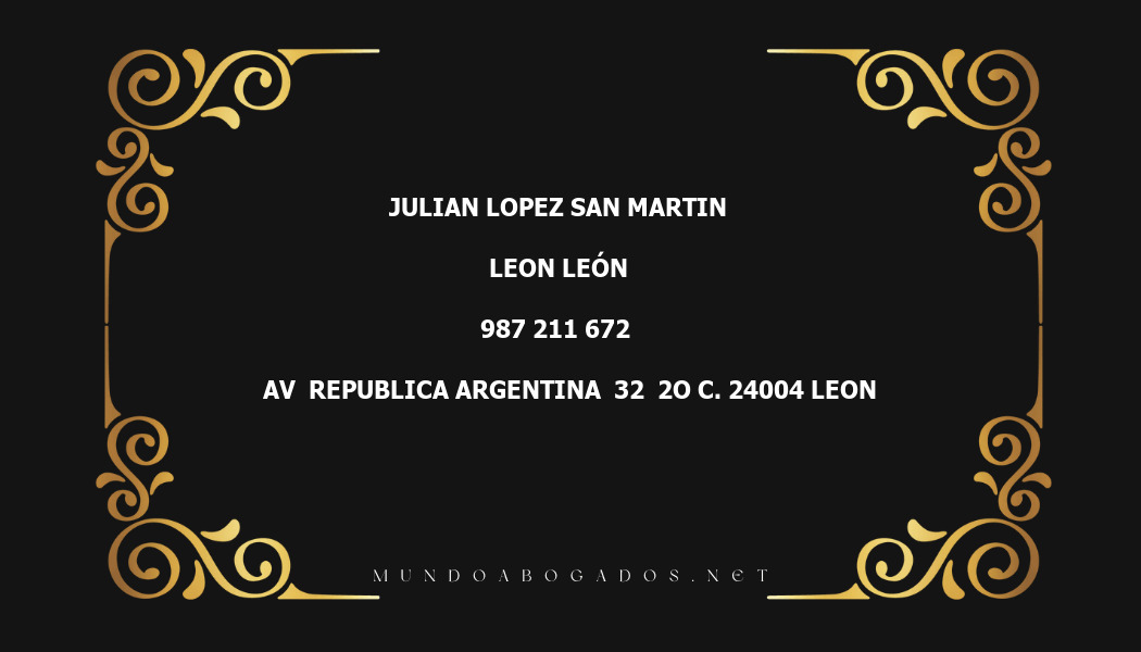 abogado Julian Lopez San Martin en la localidad de Leon