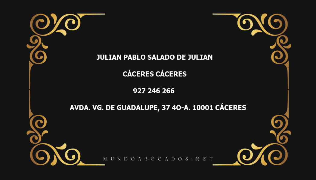 abogado Julian Pablo Salado De Julian en la localidad de Cáceres