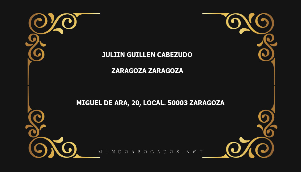 abogado Juliin Guillen Cabezudo en la localidad de Zaragoza