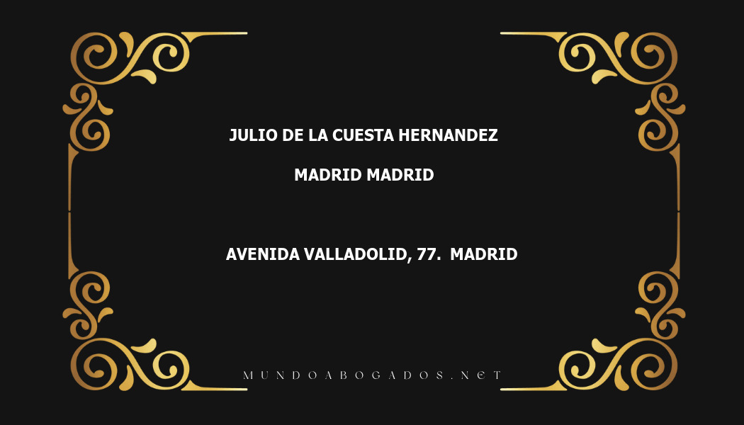 abogado Julio De La Cuesta Hernandez en la localidad de Madrid