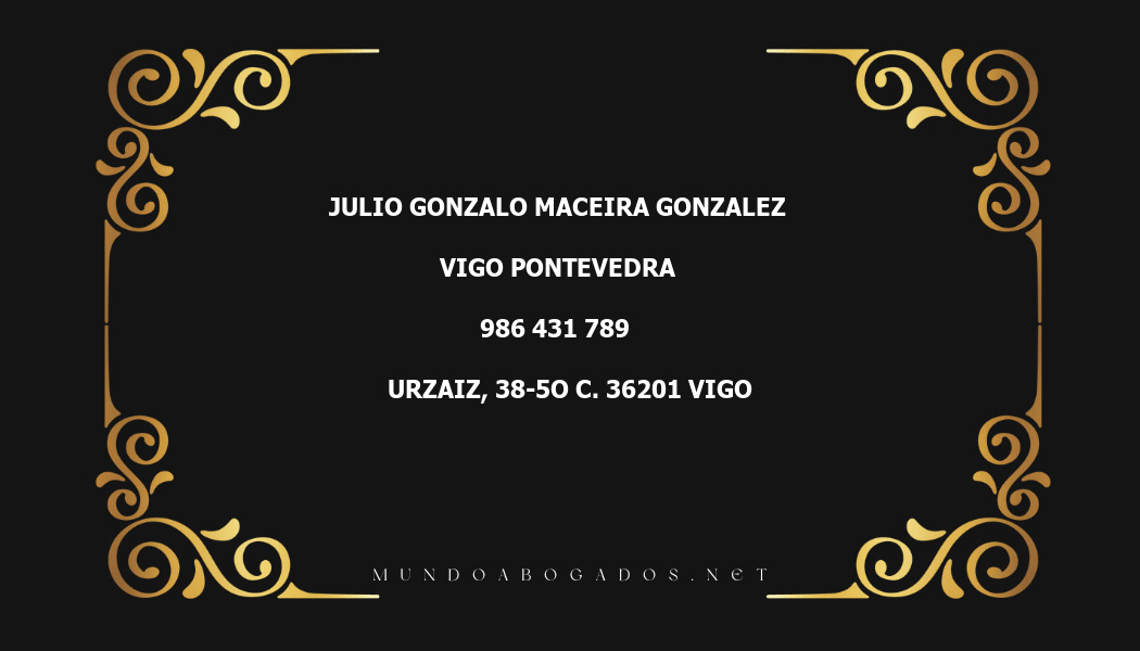 abogado Julio Gonzalo Maceira Gonzalez en la localidad de Vigo