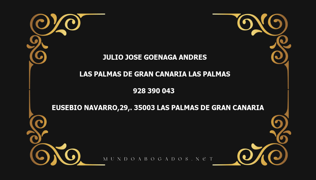 abogado Julio Jose Goenaga Andres en la localidad de Las Palmas de Gran Canaria