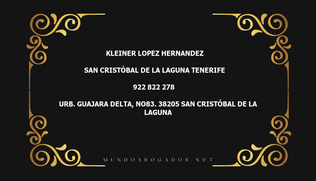 abogado Kleiner Lopez Hernandez en la localidad de San Cristóbal de La Laguna