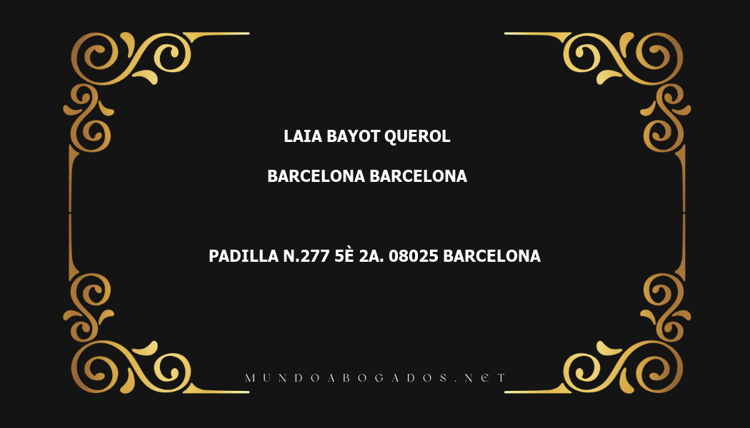 abogado Laia Bayot Querol en la localidad de Barcelona