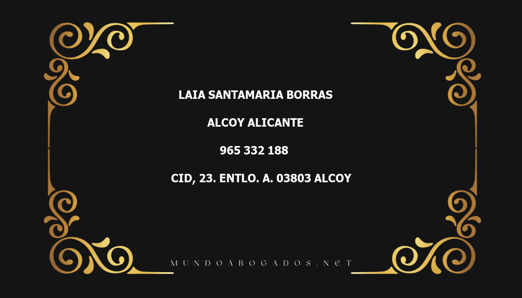 abogado Laia Santamaria Borras en la localidad de Alcoy