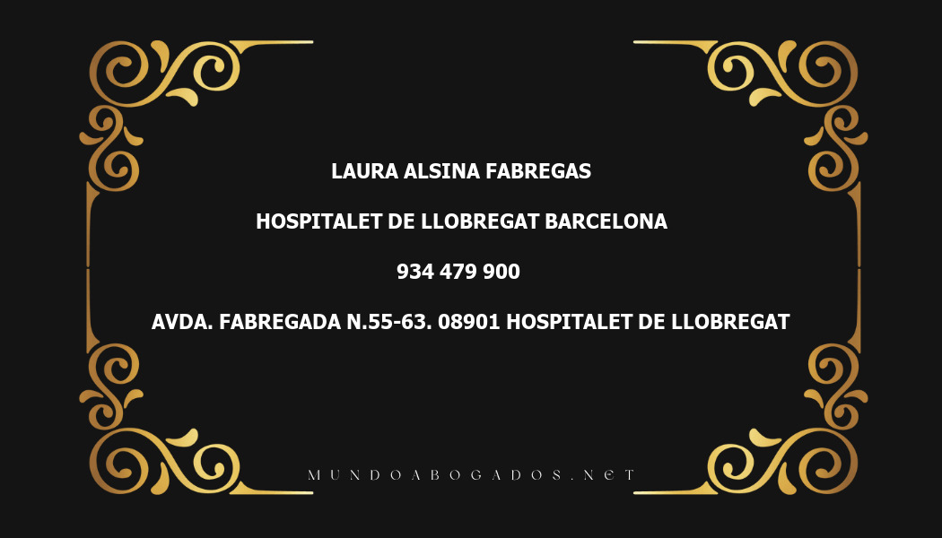 abogado Laura Alsina Fabregas en la localidad de Hospitalet de Llobregat