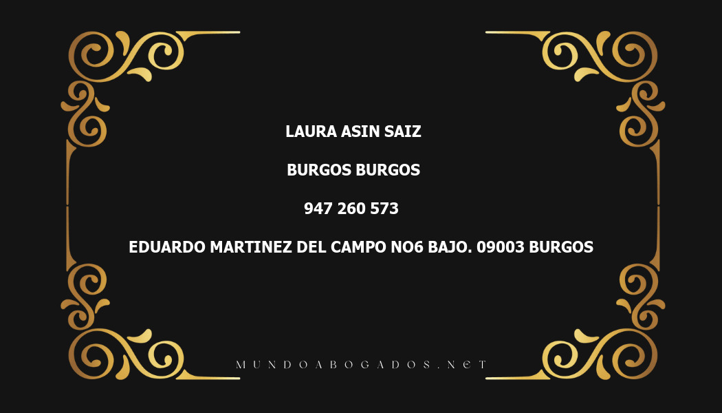 abogado Laura Asin Saiz en la localidad de Burgos