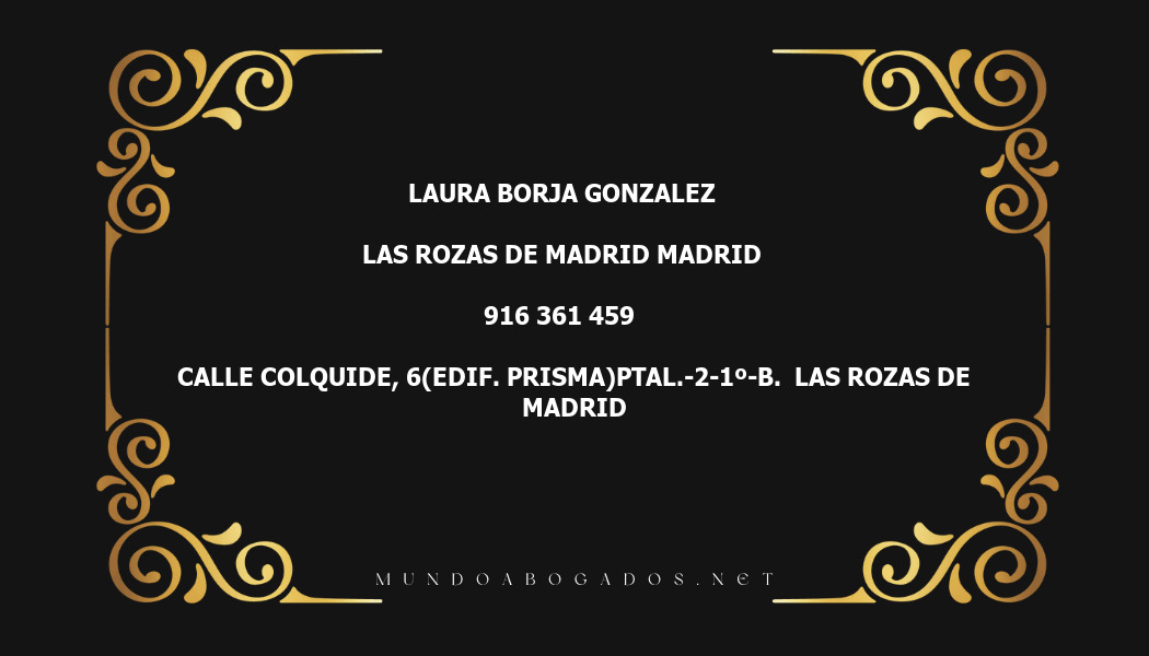 abogado Laura Borja Gonzalez en la localidad de Las Rozas de Madrid